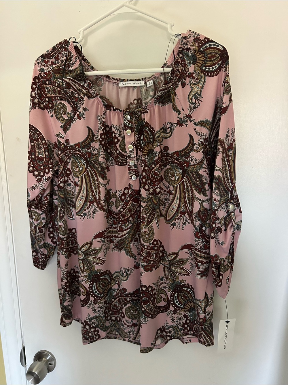 Notations Pink Paisley Button-Front Tunic